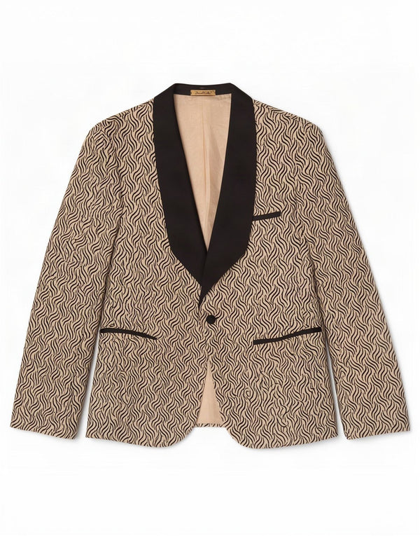 Daniel Gallotti Damen 1-Knopf-Blazerjacke IT 50 XL Beige Geometrisch