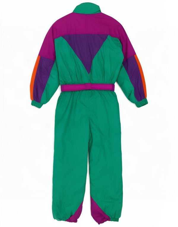 Tuta da sci vintage da donna IT 48 XL Poliammide color block multicolore