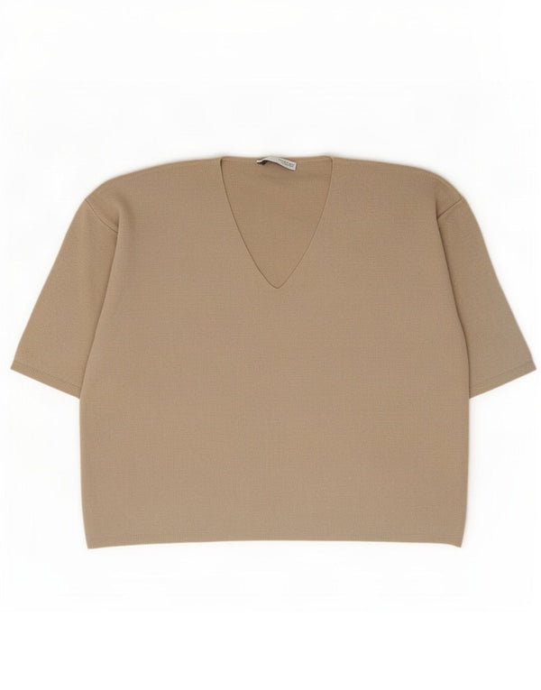 Zara Womens Oversized Blouse Top UK 16 Large Beige