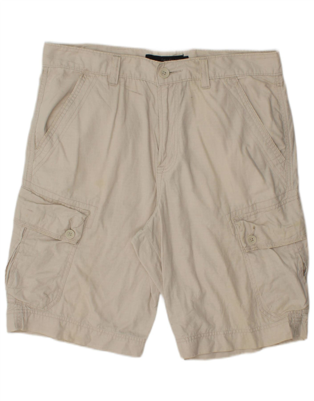 Calvin Klein Mens Cargo Shorts W34 Large Beige Cotton
