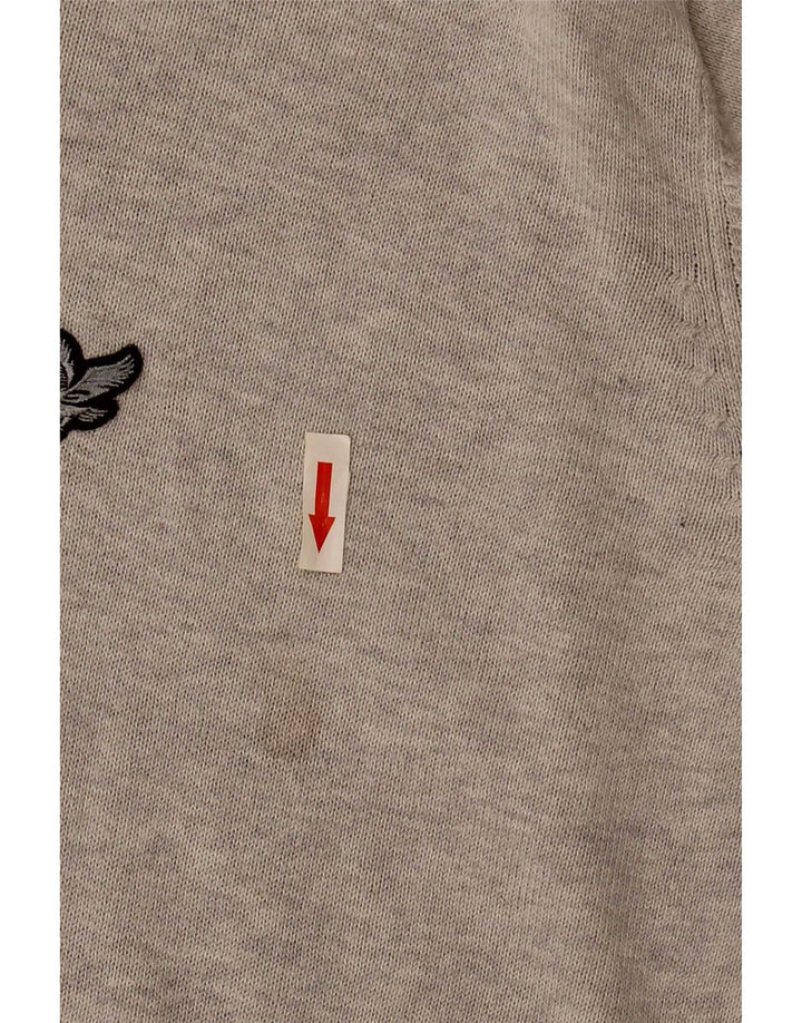 Lyle & Scott Mens Heritage V-Neck Jumper Sweater Large Grey Cotton