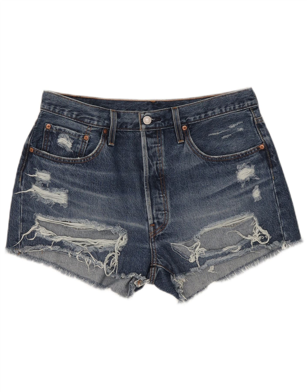 Levi's Womens 501 Distressed Denim Shorts W32 Large Blue Cotton