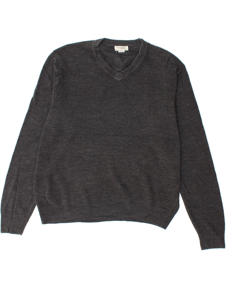 DOCKERS Mens V-Neck Jumper Sweater XL Grey Acrylic Vintage Dockers and Second-Hand Dockers from Messina Hembry 