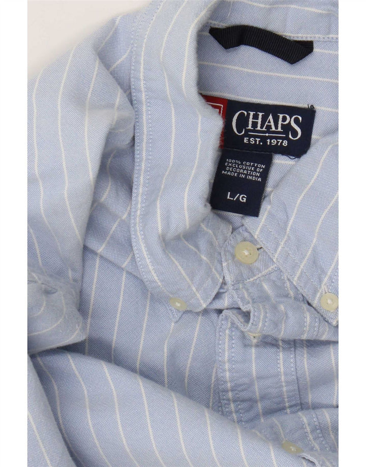 Chaps Herrenhemd, groß, blaue Nadelstreifen-Baumwolle