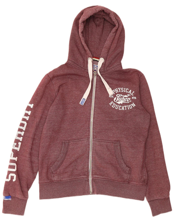 Superdry Pull à capuche graphique zippé XL en coton bordeaux pour homme