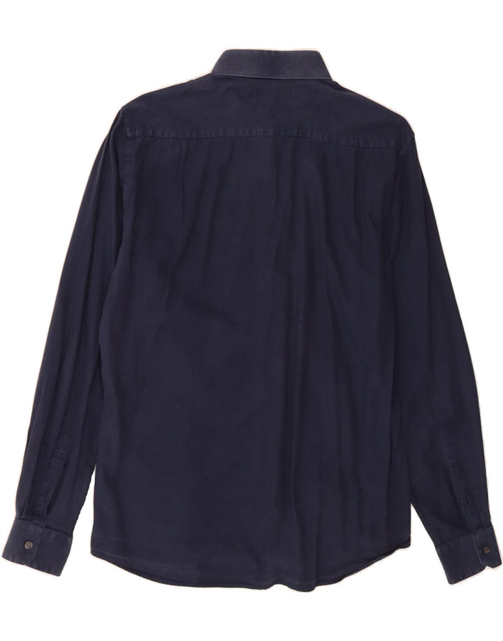DKNY Mens Shirt Size 42 16 Large Navy Blue Cotton Vintage Dkny and Second-Hand Dkny from Messina Hembry 