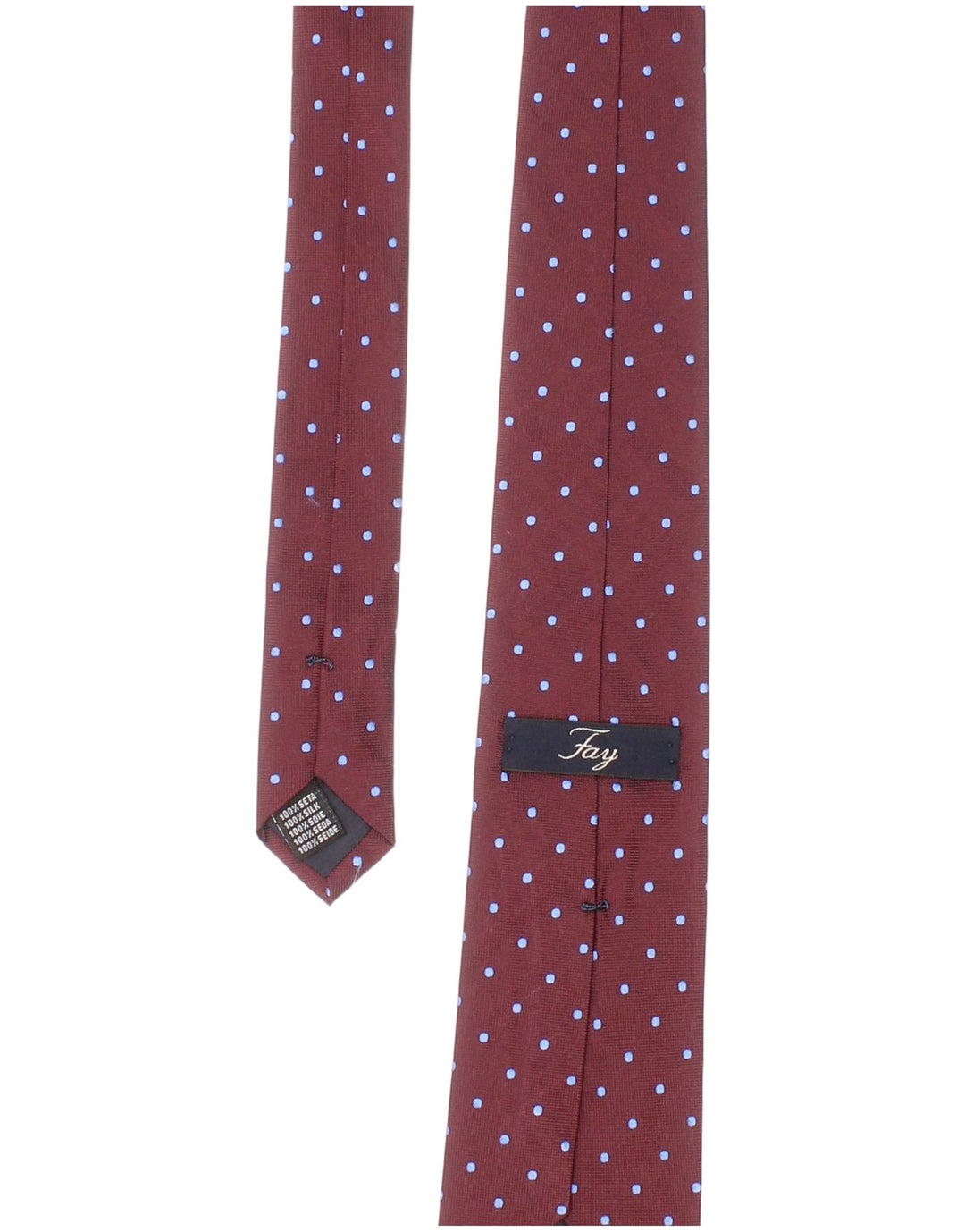 Fay Mens Tie One Size Burgundy Spotted Silk Classic