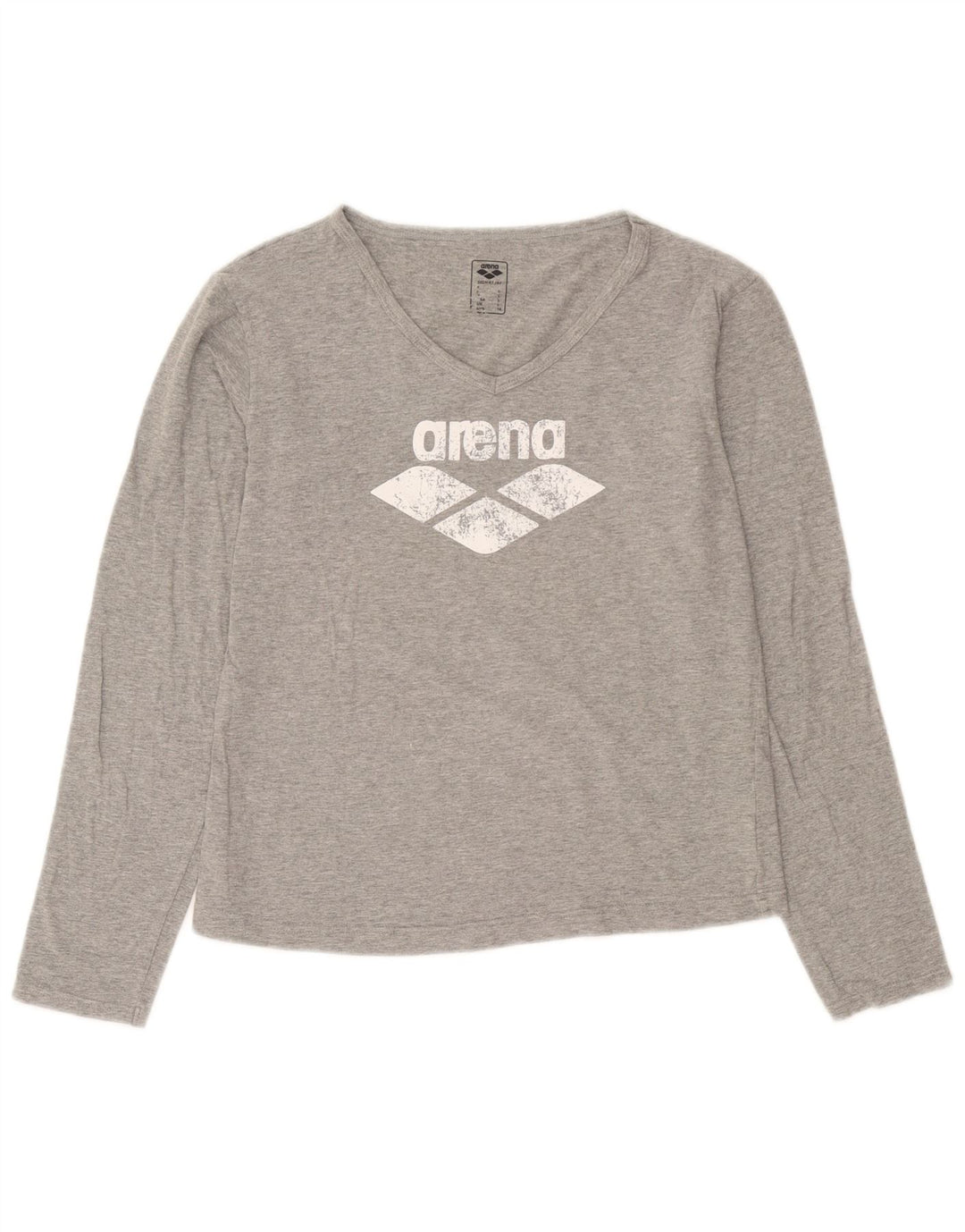 Arena Womens Graphic Top Long Sleeve UK 14 Large Grey Flecked