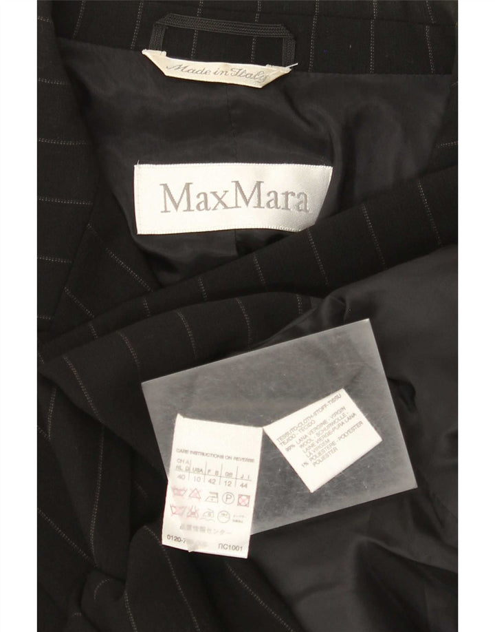 Max Mara Veste blazer double boutonnage pour femme UK 12 Medium Black Pinstripe
