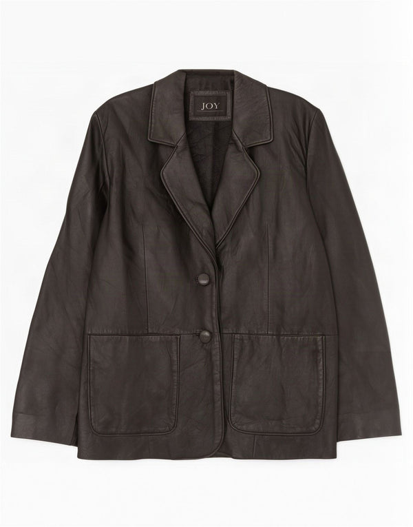Joy Veste blazer en cuir à 2 boutons pour femme EU 42 Large Noir
