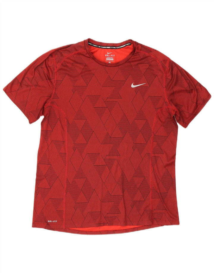 Nike Mens Dri Fit T-Shirt Top Large Red Geometric
