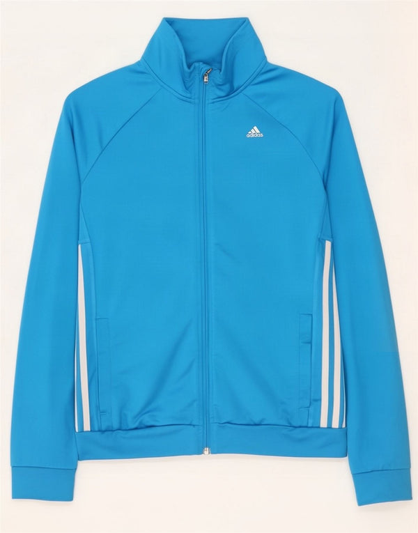 Adidas Damen Climalite Trainingsanzug Top Jacke UK 8/10 Small Blau Polyester