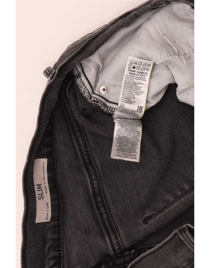 Marks & Spencer Mens Slim Jeans W34 L29 Algodão Cinza