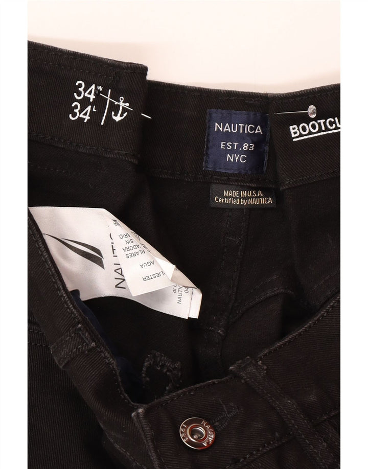 Nautica Mens Bootcut Jeans W34 L30 Black Cotton
