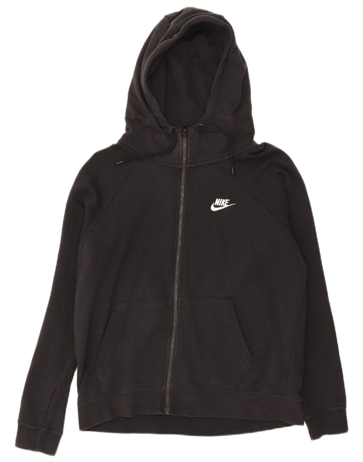 NIKE Mens Zip Hoodie Sweater Medium Black Cotton