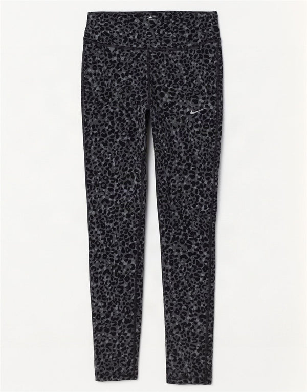 Женские леггинсы Nike Dri Fit UK 8, маленький серый полиэстер с животным принтом
