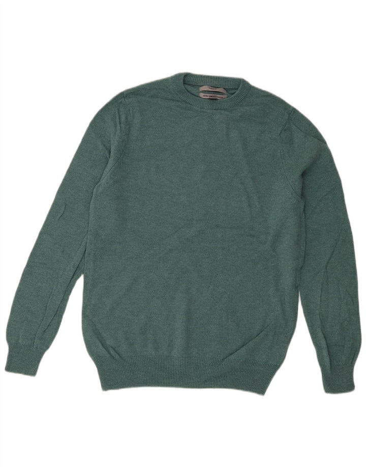 Marks & Spencer Mens Crew Neck Jumper Sweater Medium Green Lambswool