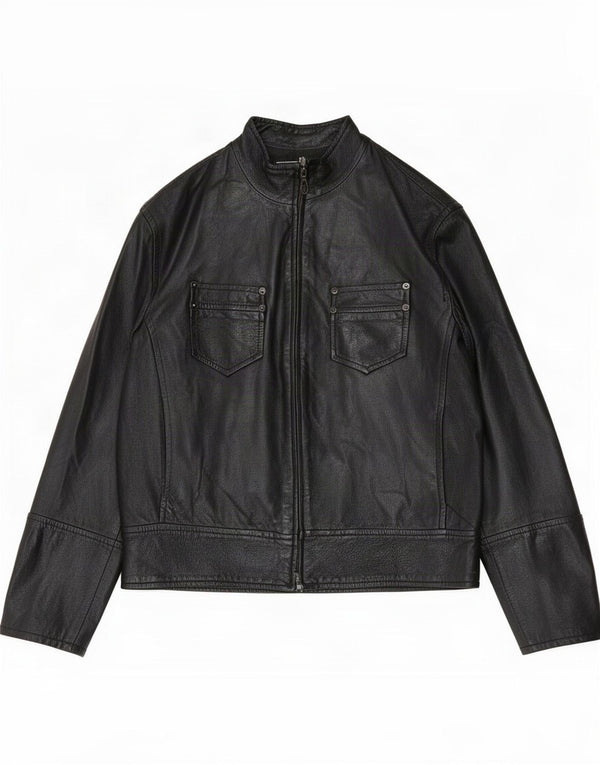 Giacca in pelle da donna vintage IT 52 2XL Nera
