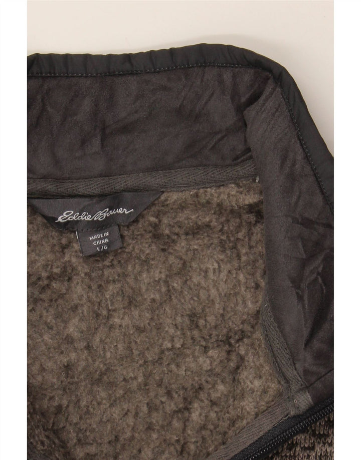EDDIE BAUER Mens Zip Neck Jumper Sweater Large Grey Polyester Vintage Eddie Bauer and Second-Hand Eddie Bauer from Messina Hembry 