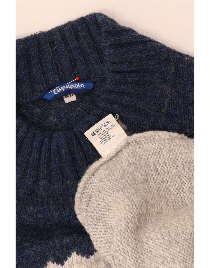 Campagnolo Herre Turtle Neck Jumper Sweater XL Flerfarvet Fair Isle Wool
