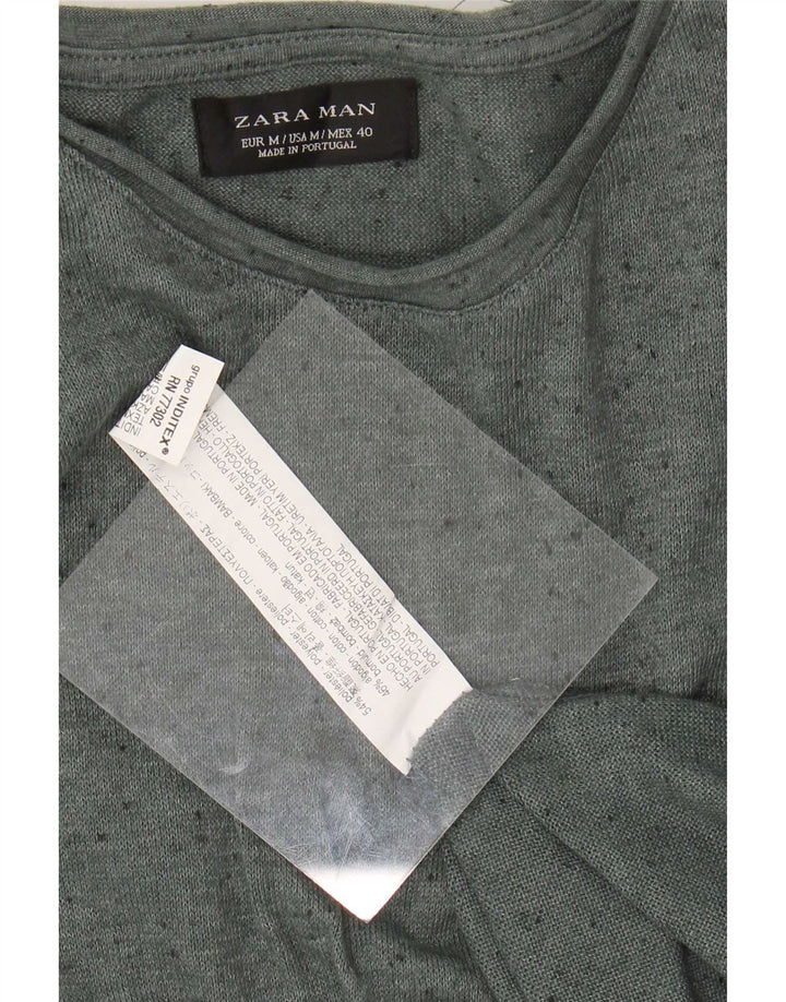 Zara Homme Top Manches Longues Polyester Moucheté Vert Moyen