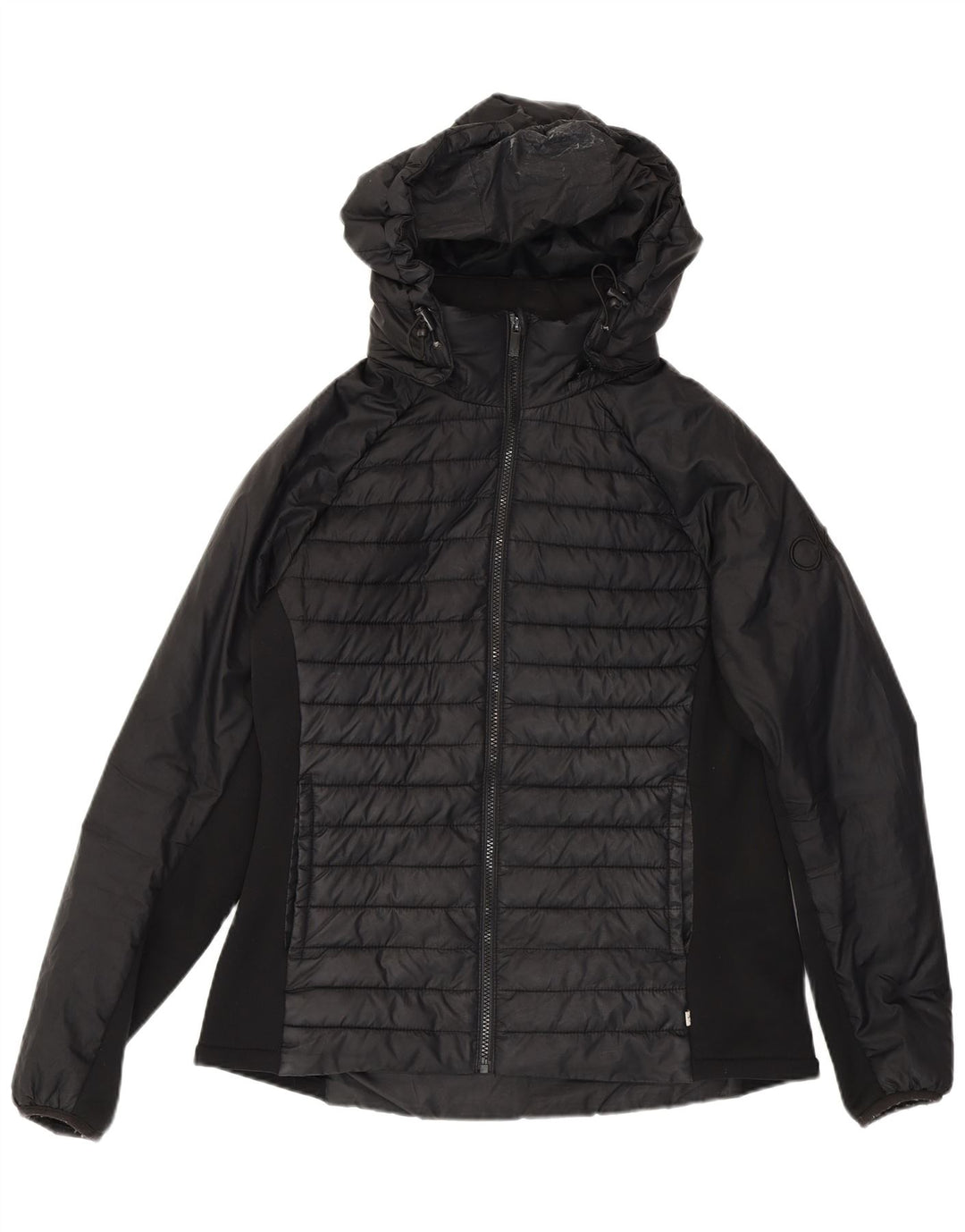 CALVIN KLEIN Womens Hooded Padded Jacket UK 14 Large Black Polyester