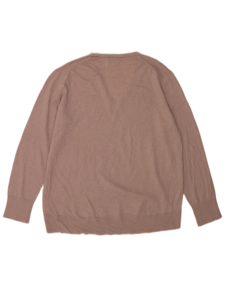 Massimo Dutti Herren-Pullover mit V-Ausschnitt aus mittelbrauner Wolle