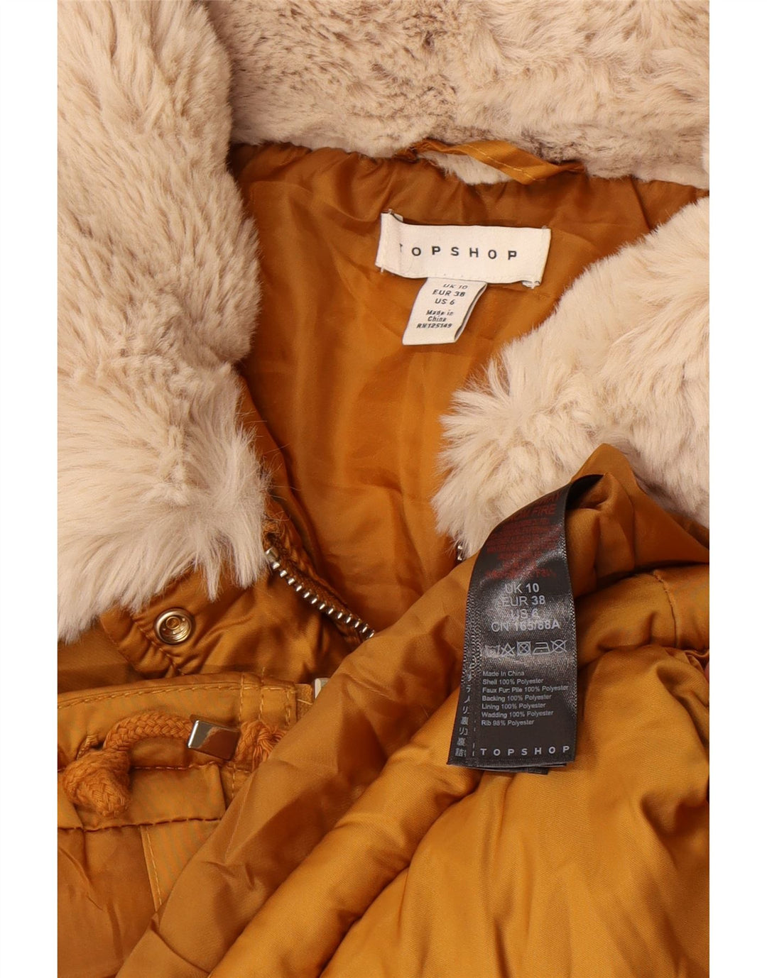 Topshop Womens Crop Oversized polstret jakke UK 10 Small Yellow Polyester