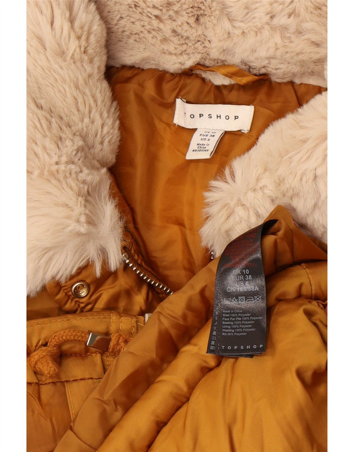 Topshop Womens Crop Oversized polstret jakke UK 10 Small Yellow Polyester