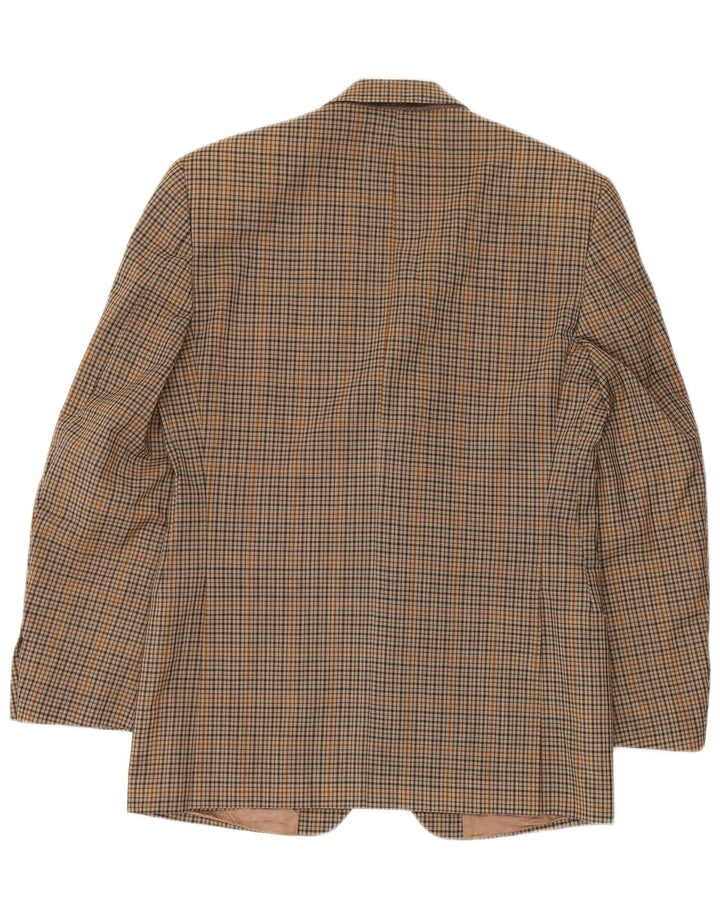 Cacharel Mens 2 Button Blazer Jacket IT 48 Medium Brown Check Wool