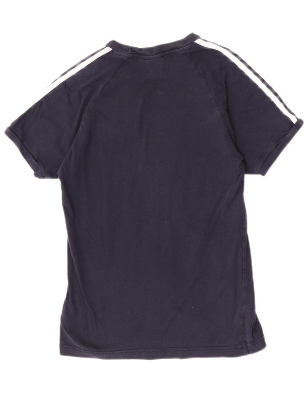 Adidas Damen Grafik T-Shirt Top UK 10 Small Marineblau Baumwolle