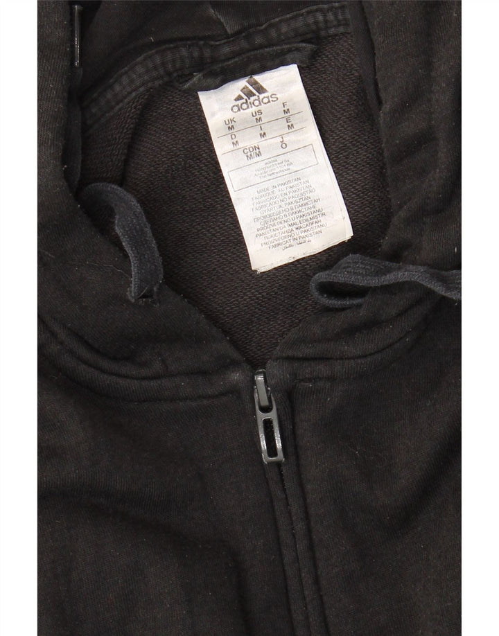 Adidas Mens Zip Hoodie Sweater Medium Black Cotton