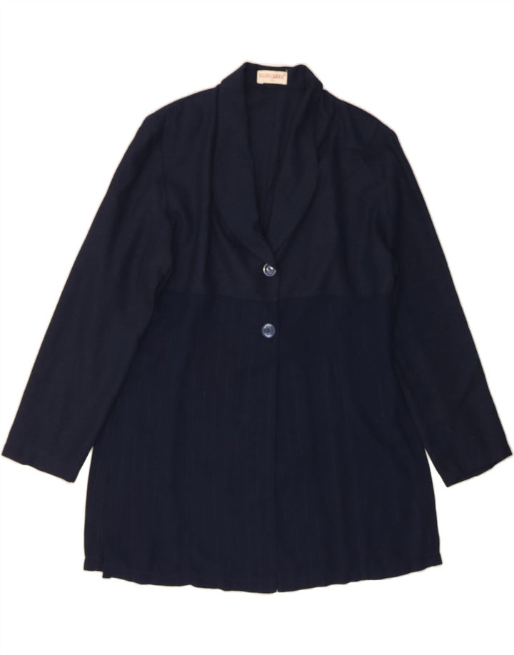 VINTAGE Womens Overcoat IT 42 Medium Navy Blue Vintage Vintage and Second-Hand Vintage from Messina Hembry 
