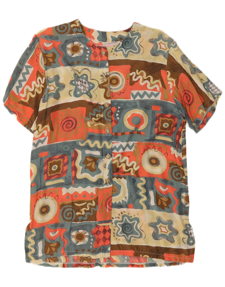 Vintage Womens Shirt Blouse UK 14 Medium Multicoloured Geometric