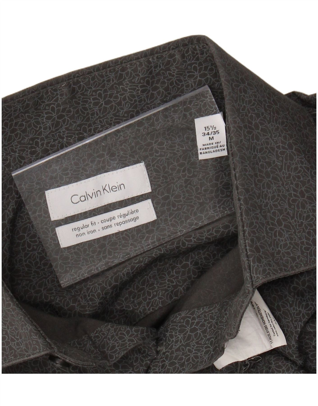 CALVIN KLEIN Herre Regular Fit skjorte str. 15 1/2 Medium Grey Floral