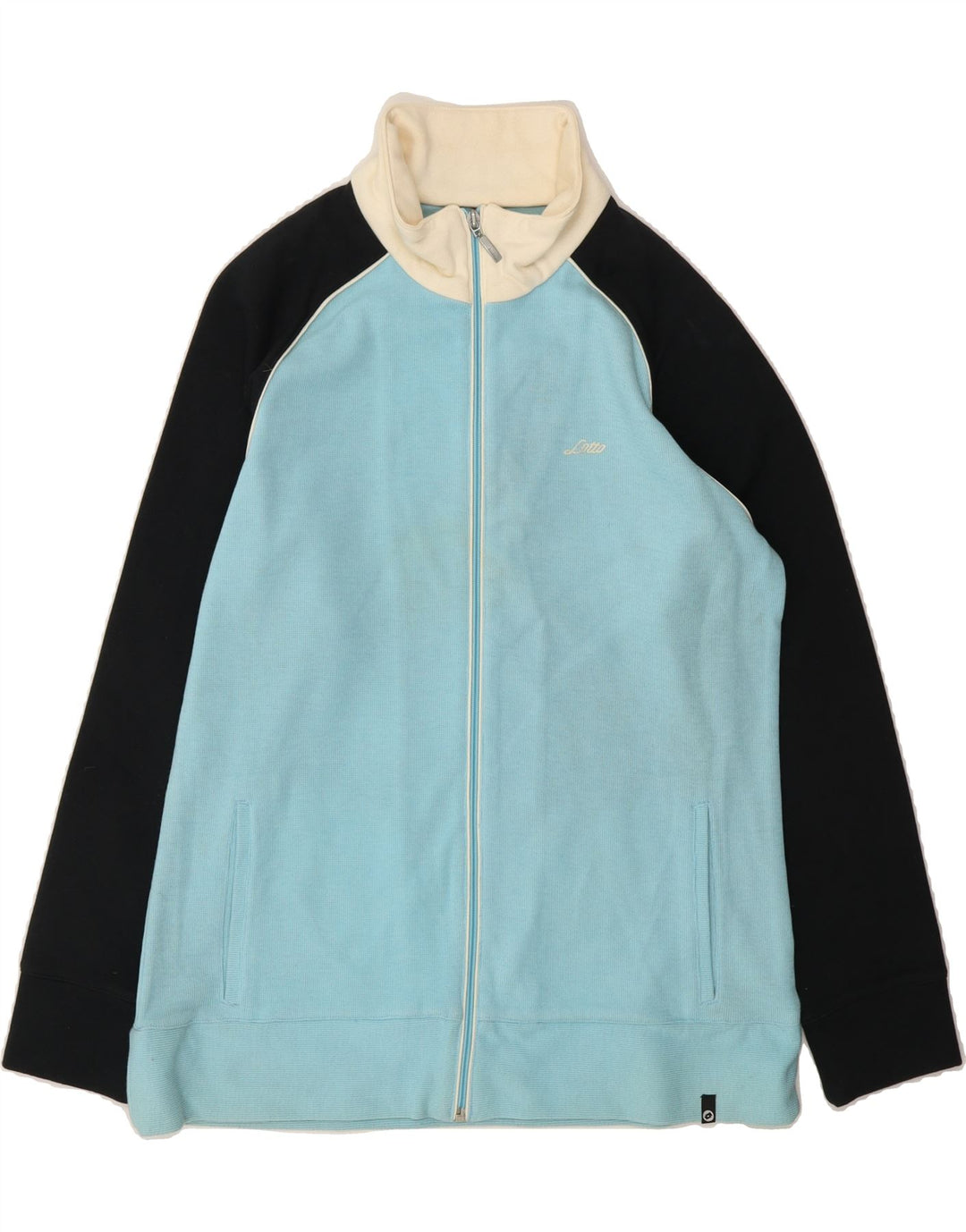 LOTTO Womens Tracksuit Top Jacket UK 14 Medium Blue Colourblock Cotton Vintage Lotto and Second-Hand Lotto from Messina Hembry 