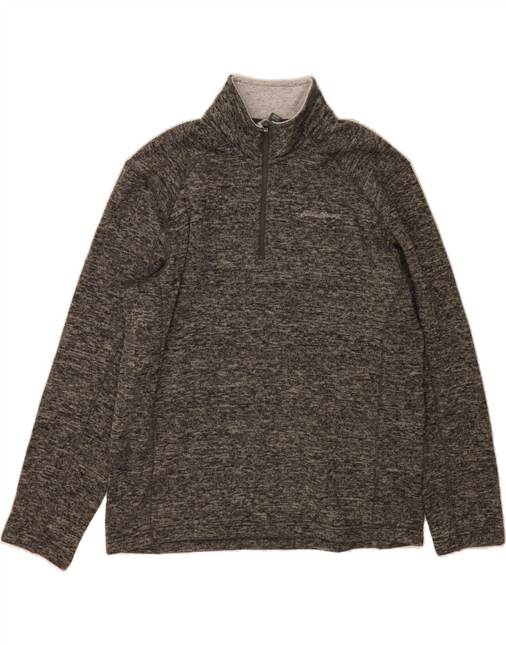 EDDIE BAUER Mens Zip Neck Sweatshirt Jumper XL Grey Polyester Vintage Eddie Bauer and Second-Hand Eddie Bauer from Messina Hembry 