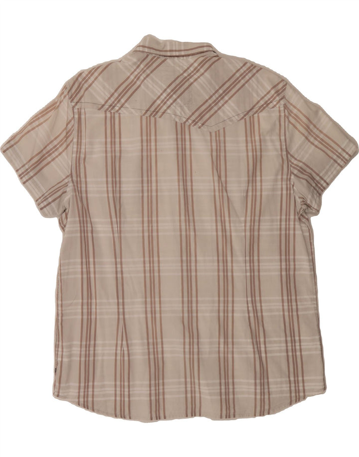 GUESS Mens Short Sleeve Shirt 3XL Beige Check Cotton Vintage Guess and Second-Hand Guess from Messina Hembry 