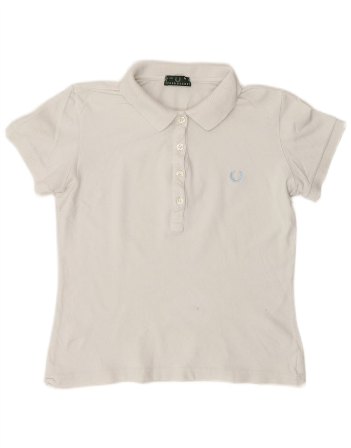 Fred Perry Damen Crop Poloshirt UK 12 Mittelweiße Baumwolle
