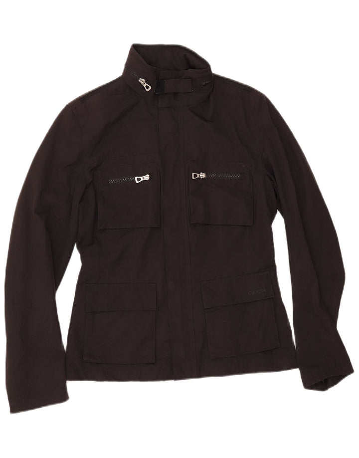 GEOX Womens Respira Hooded Utility Jacket UK 6 XS Black Polyester
