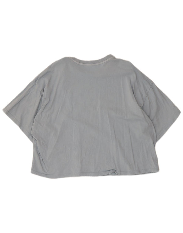 Billabong Dame Crop Grafisk T-Shirt Top UK 14 Medium Blue Cotton