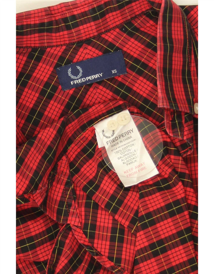 Fred Perry Herrenhemd XS rot kariert Baumwolle