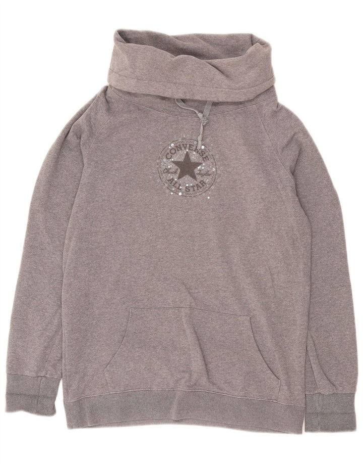 Converse Womens Graphic Sweatshirt Jumper UK 10 Small Grey Flecked Cotton