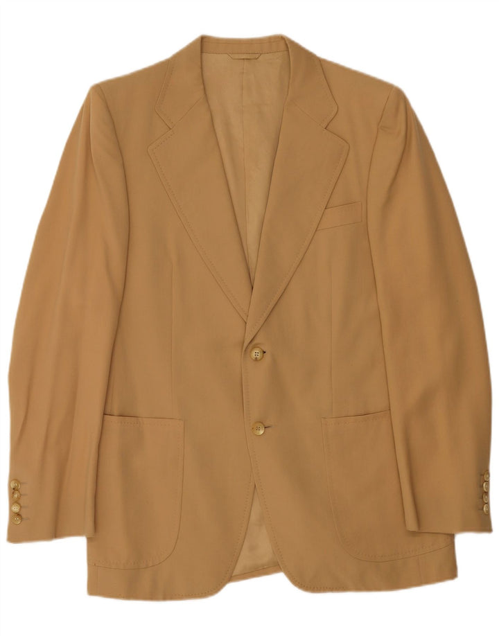 Vintage męski garnitur zapinany na 2 guziki UK 38 Medium W36 L29 beżowy