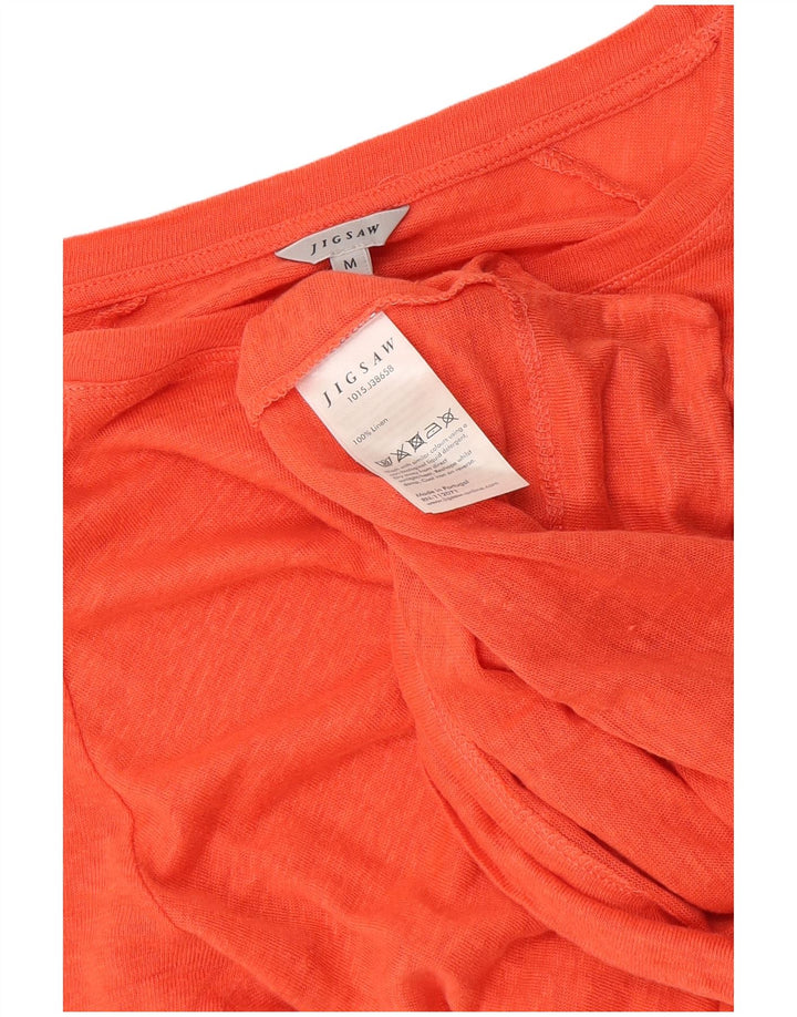 Jigsaw Haut pour Femme Manches 3/4 UK 12 Lin Orange Moyen