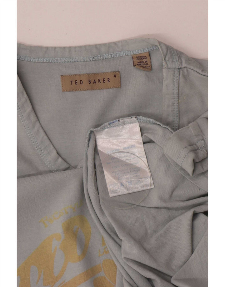 Ted Baker Mens Graphic T-Shirt Top Size 4 Large Blue Cotton