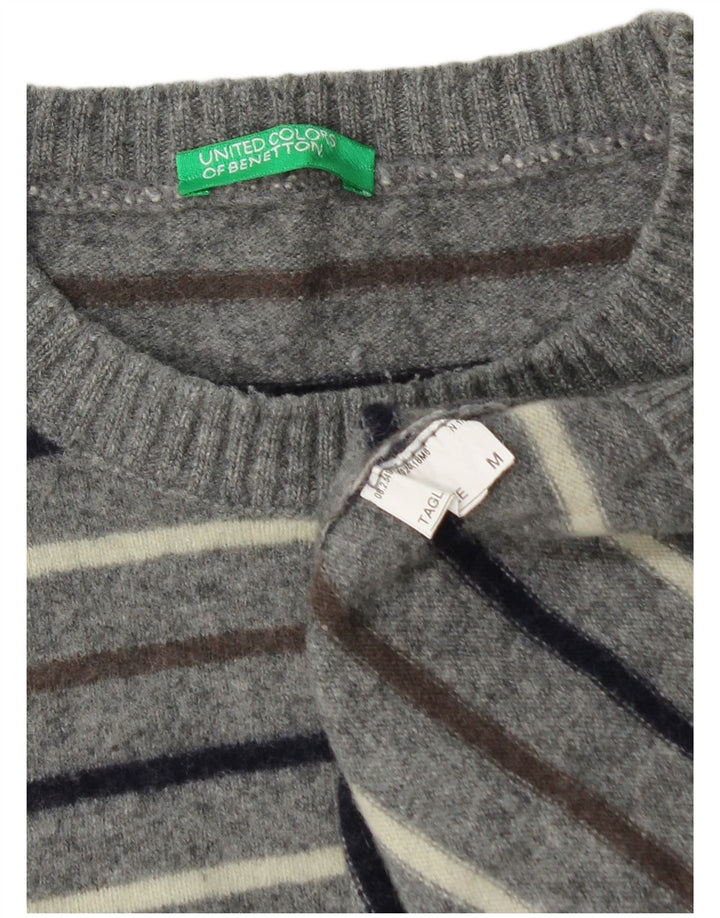 Maglione da uomo girocollo Benetton grigio medio a righe