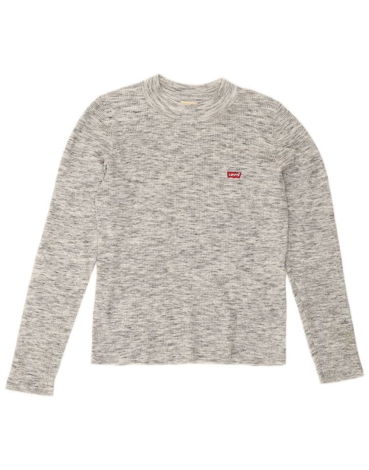 Levi's Damen Top Langarm UK 12 Mittelgrau meliert