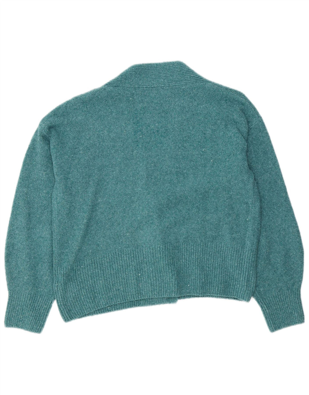 Marks & Spencer Womens Cardigan Sweater UK 14 Medium Turquoise Cotton