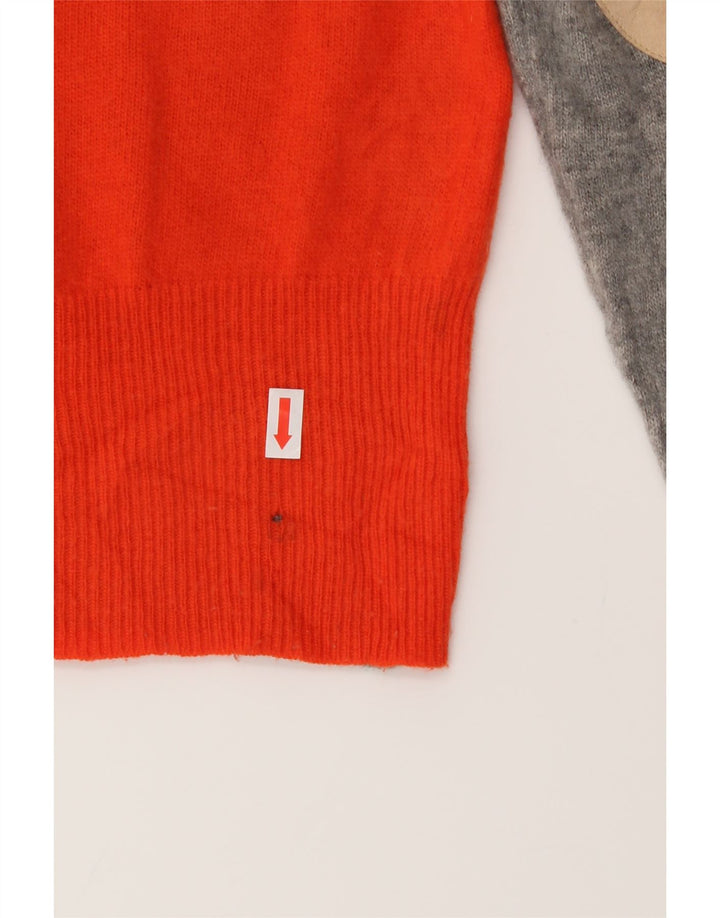 J. CREW Womens Crew Neck Jumper Sweater UK 14 Medium Grey Colourblock Vintage J. Crew and Second-Hand J. Crew from Messina Hembry 